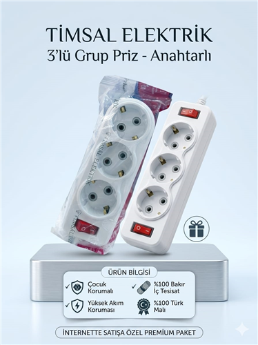 TİMSAL 3'LÜ ANAHTARLI GOLYAT DÜZ  PK:20  KL:80